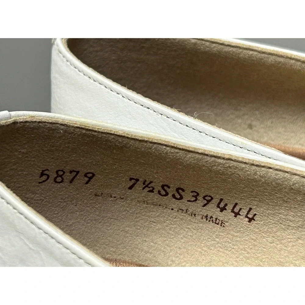 Magdesians Flats Women 7.5 SS White Burst Studded Leather Vintage Low Wedge 5879